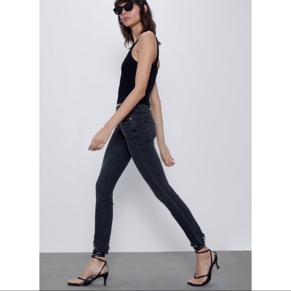 Zara Zw Premium Skinny Jeans Raw Hem 
